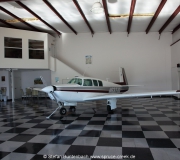 Mooney M20 F, N6377Q, resting in a very nice hangar in the Spruce Creek Fly in Community near Daytona Beach in Florida. --- Mooney M20F IMG_1541