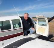 Mooney Maintenance Expert Don Maxwell leaving Mooney M20 F N6377Q after a test-flight to check the correct rigging of the flight control surfaces. Mooney M20F IMG_1081