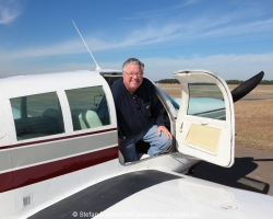 Mooney Maintenance Expert Don Maxwell leaving Mooney M20 F N6377Q after a test-flight to check the correct rigging of the flight control surfaces. Mooney M20F IMG_1081