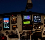 New upgraded Mooney panel cruising in 11500 feet after sunset on a flight from Texas to Florida. --- Mooney M20F IMG_1149