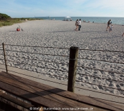 Blick von der Pier auf den Strand in Venice, Florida, am Golf von Mexiko.