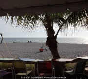Blick vom Sharky's Restaurant in Venice in Richtung Strand vom Golf von Mexiko.